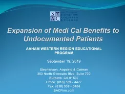Expansion of Medi Cal Benefits to Undocumented Patients