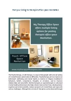 Post your listing for therapist office space Manhattan