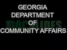 GEORGIA DEPARTMENT  OF  COMMUNITY AFFAIRS