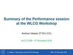 Summary of the Performance session at the WLCG Workshop