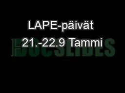 LAPE-päivät 21.-22.9 Tammi