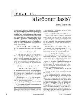 a Grbner Basis Bernd Sturmfels N OTICES OF THE AMS V OLUME  N UMBER  A Grbner basis is