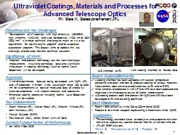 1 Ultraviolet Coatings, Materials and Processes for Advanced Telescope Optics