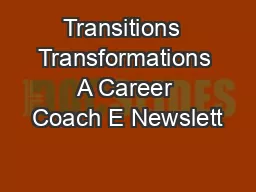 Transitions  Transformations A Career Coach E Newslett