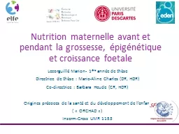 Nutrition maternelle avant et pendant la grossesse, épigénétique et croissance