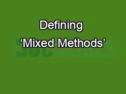 Defining ‘Mixed Methods’