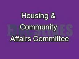 Housing & Community Affairs Committee