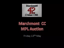 Marchmont CC MPL Auction