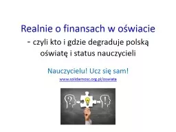 Realnie o finansach w oświacie