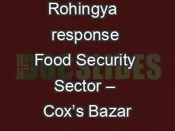 Rohingya  response Food Security Sector – Cox’s Bazar