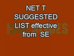 NET T SUGGESTED LIST effective from  SE 