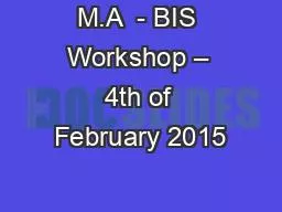 M.A  - BIS Workshop – 4th of February 2015