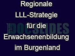 Regionale LLL-Strategie für die Erwachsenenbildung im Burgenland