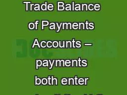 International Trade Balance of Payments Accounts – payments both enter and exit the