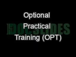 Optional Practical Training (OPT)