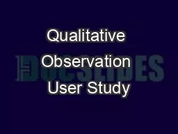 Qualitative Observation User Study