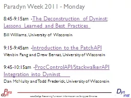 PPT-Paradyn Week 2011 - Monday