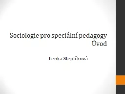 Sociologie pro speciální pedagogy