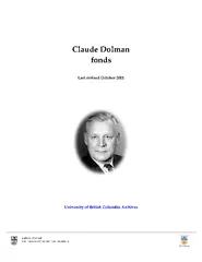 Claude Dolman fonds Last r evised October  University