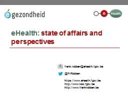 eHealth:   state of  affairs