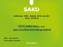 ZEVO SAKO Brno, a.s.  jako součást imisního prostředí