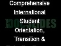 Designing a Comprehensive International Student Orientation, Transition & Retention Program