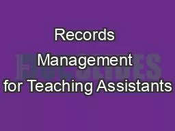 Records Management for Teaching Assistants