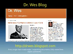 Dr. Wes Blog http:// drwes.blogspot.com