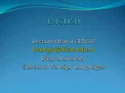 ENGLISH Lecturer Banu  CENGİZ