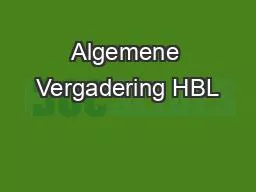 Algemene Vergadering HBL