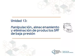 Unidad  13: Manipulación, almacenamiento y eliminación de productos SPF