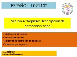 Sesión 4: ‘Repaso: Descripción de personas y ropa’