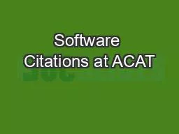 Software Citations at ACAT