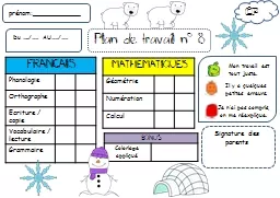 prénom:___________ Plan de travail n°