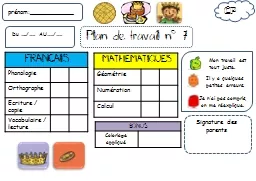 prénom:___________ Plan de travail n°