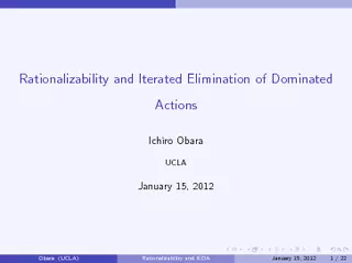 Rationalizability and Iterated Elimination of Dominate