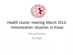 PPT-Health cluster meeting March 2013: Immunization situation in Kunar