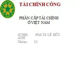 PHÂN CẤP TÀI  CHÍNH