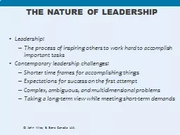 PPT-Leadership: The process of inspiring others to work hard to accomplish important