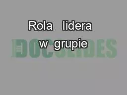 Rola   lidera  w  grupie