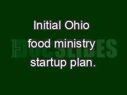 Initial Ohio food ministry startup plan.