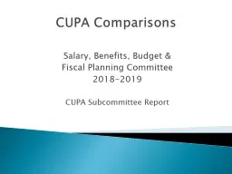 CUPA Comparisons Salary, Benefits, Budget &