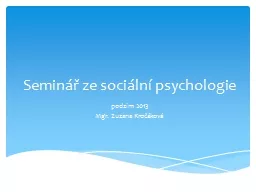 Seminář ze sociální psychologie