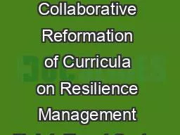 RESINT – Collaborative Reformation of Curricula on Resilience Management with Intelligent