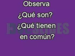 Observa ¿Qué son?  ¿Qué tienen en común?