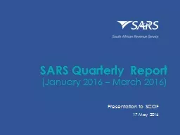SARS Quarterly Report  (January 2016 – March 2016)