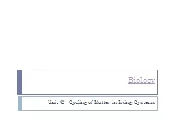 Biology Unit C – Cycling of Matter in Living Systems