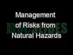 Management of Risks from Natural Hazards