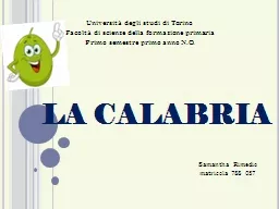 L A  CALABRIA Università degli studi di Torino