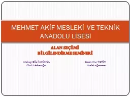 ALAN SEÇİMİ  BİLGİLENDİRME SEMİNERİ